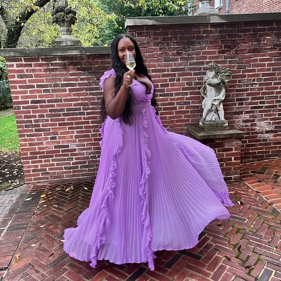 Mac Duggal Lavender Maxi Dress - Picture 2 of 4